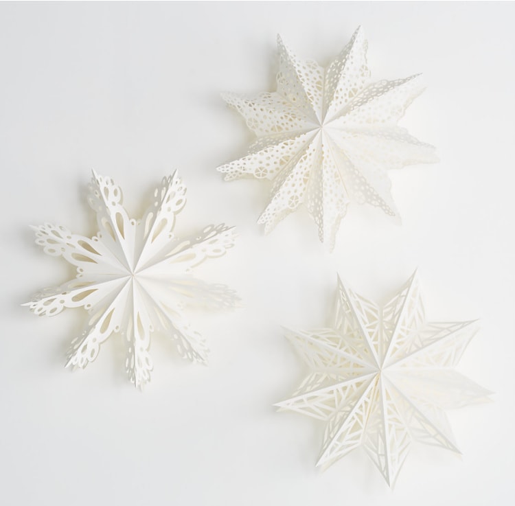 large paper snowflakes from crate and barrel