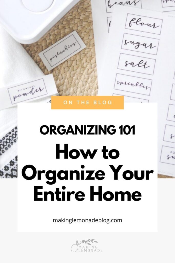 how to organize your entire home text with printable labels in the background