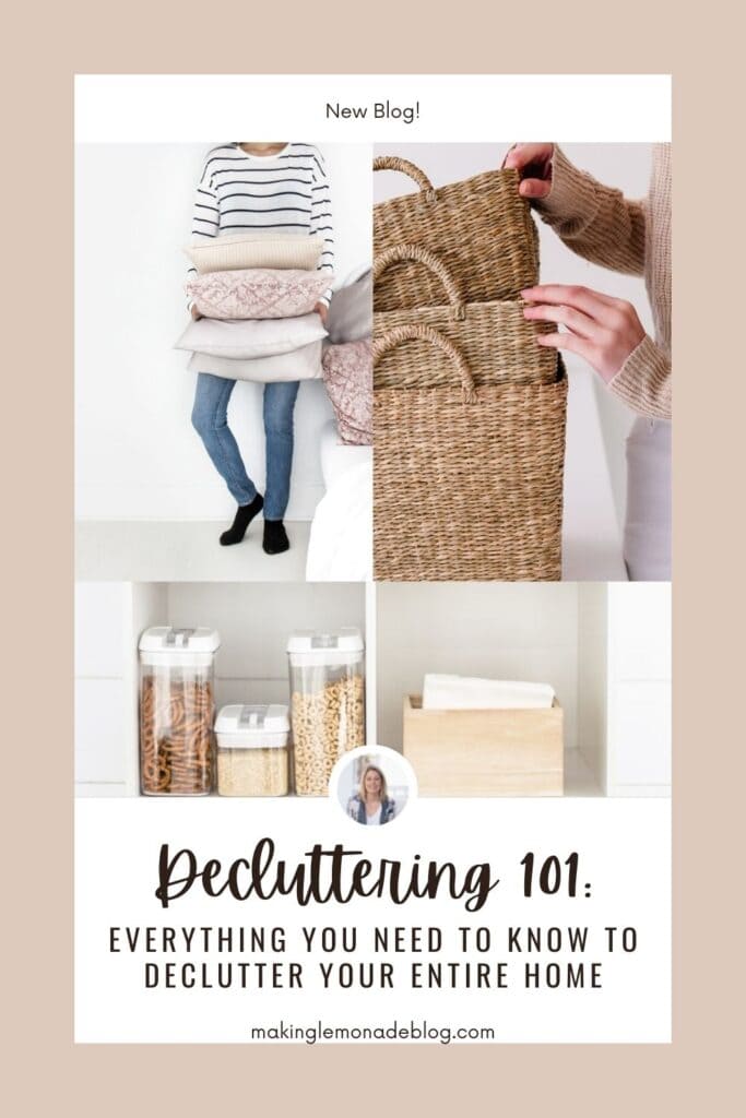 collage of decluttering ideas