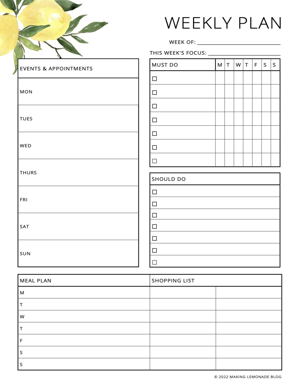 Get a Printable 2022 Planner and Calendar for Free! - Making Lemonade