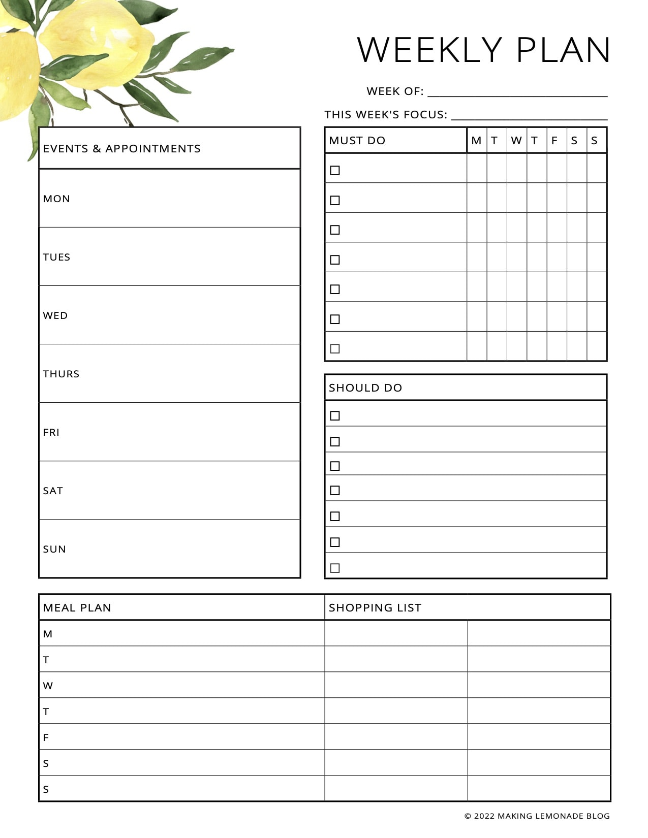 Get a Printable 2022 Planner and Calendar for Free! | Making Lemonade