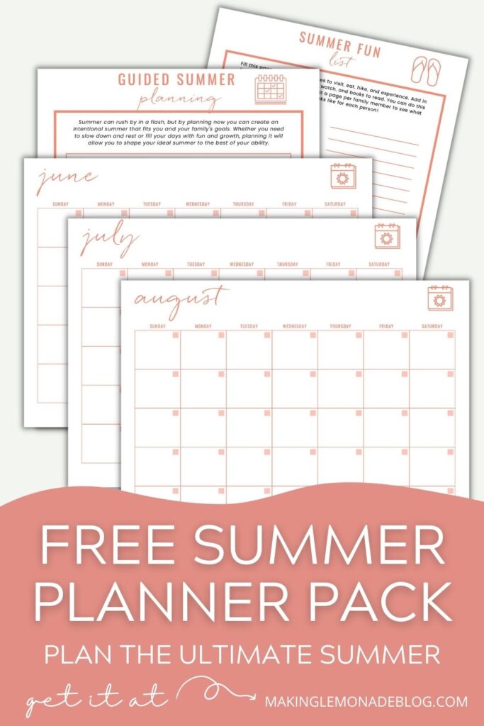 collage of summer planner printables