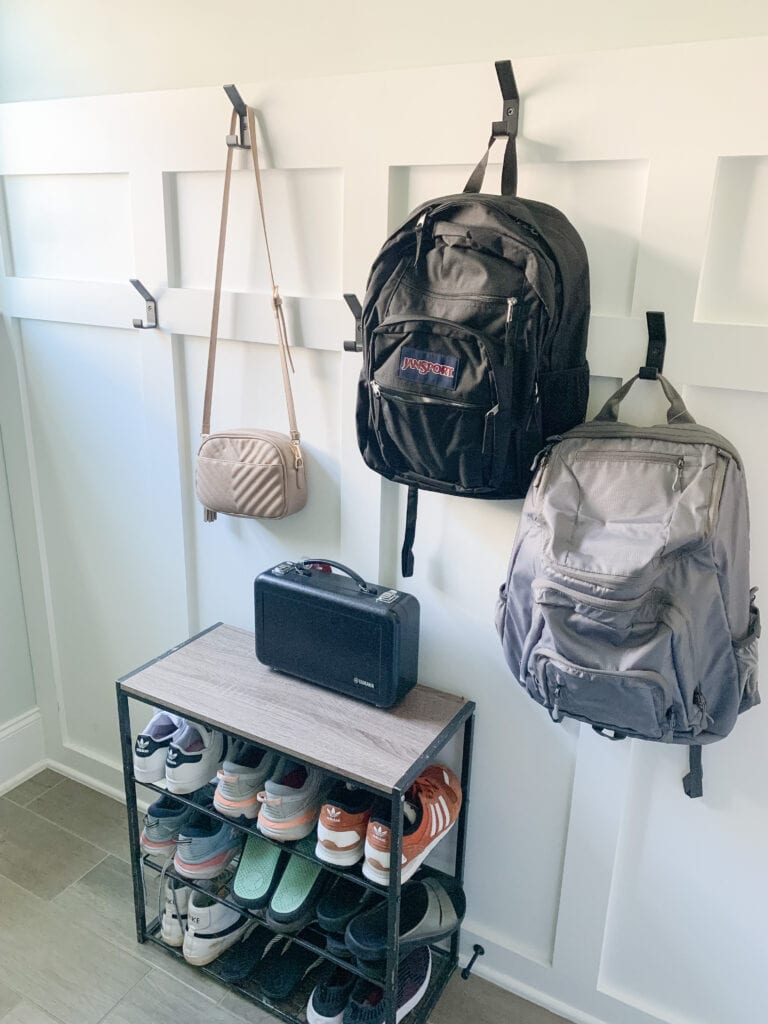 mudroom with shoe and backpack storage