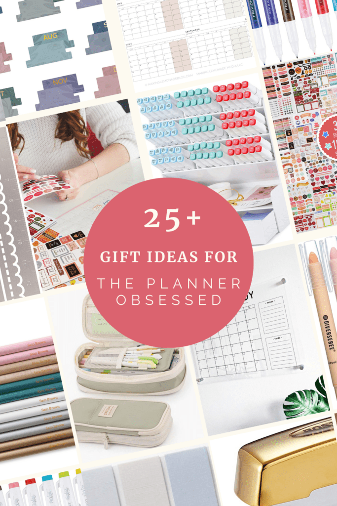 gift ideas for planners with collage of planning supplies