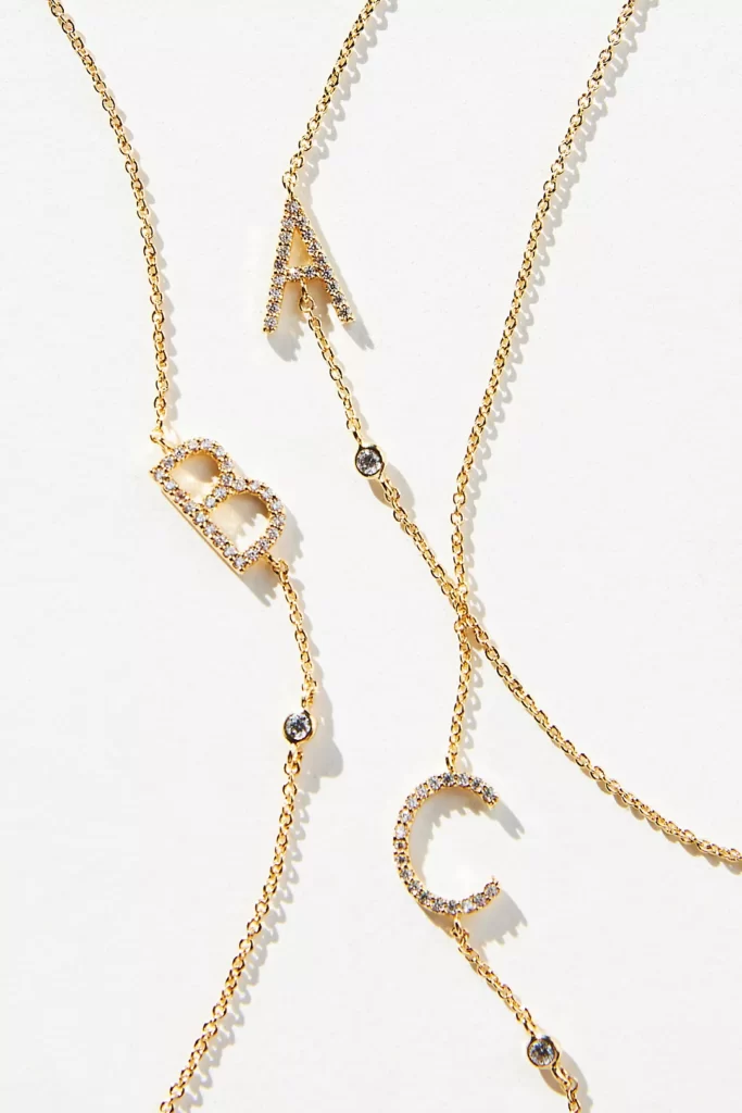 simple gold necklaces with initial charm