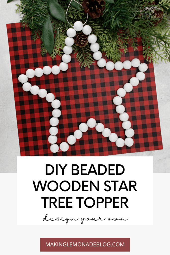 DIY tree topper made from wood beads