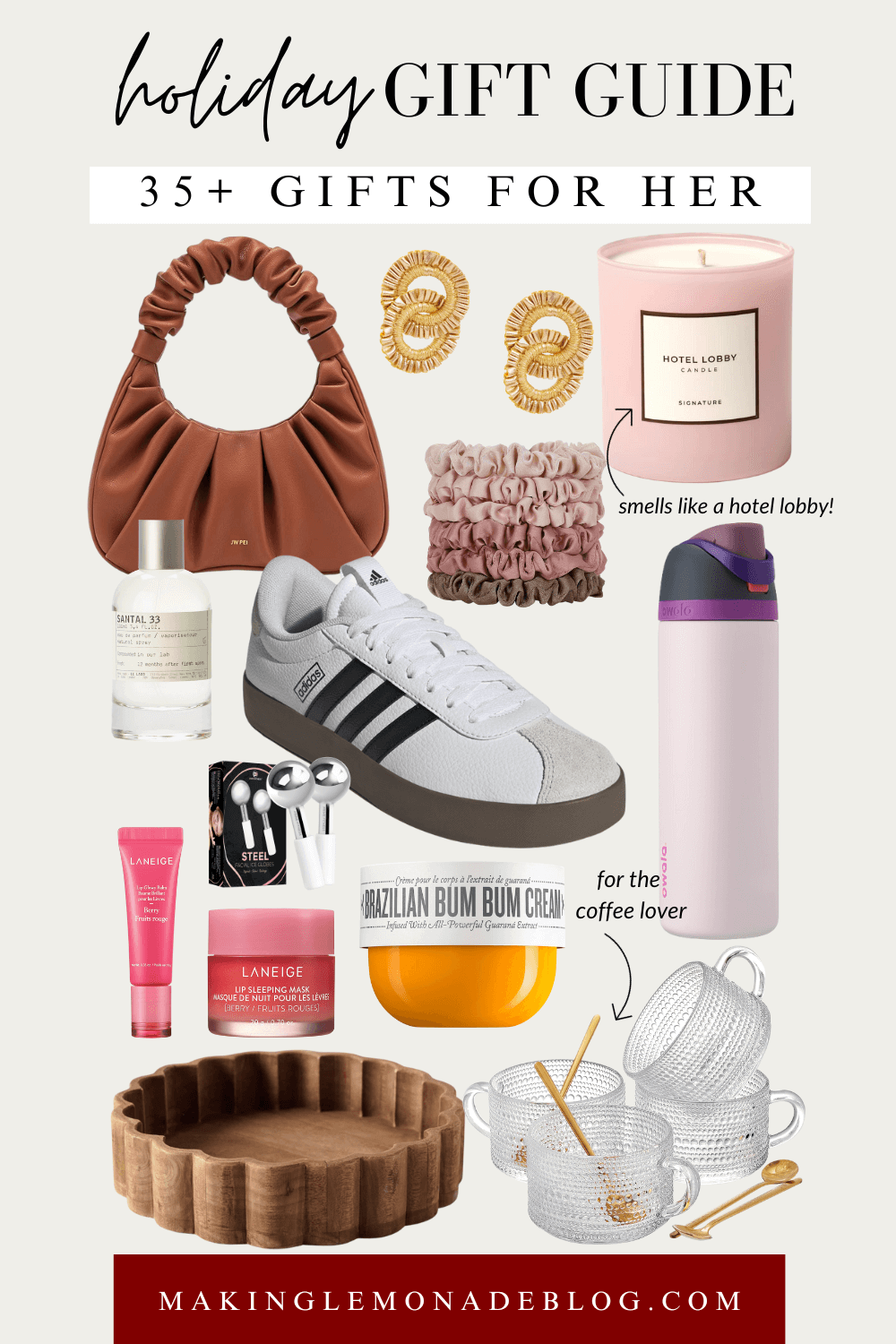 collage of holiday gift ideas for women