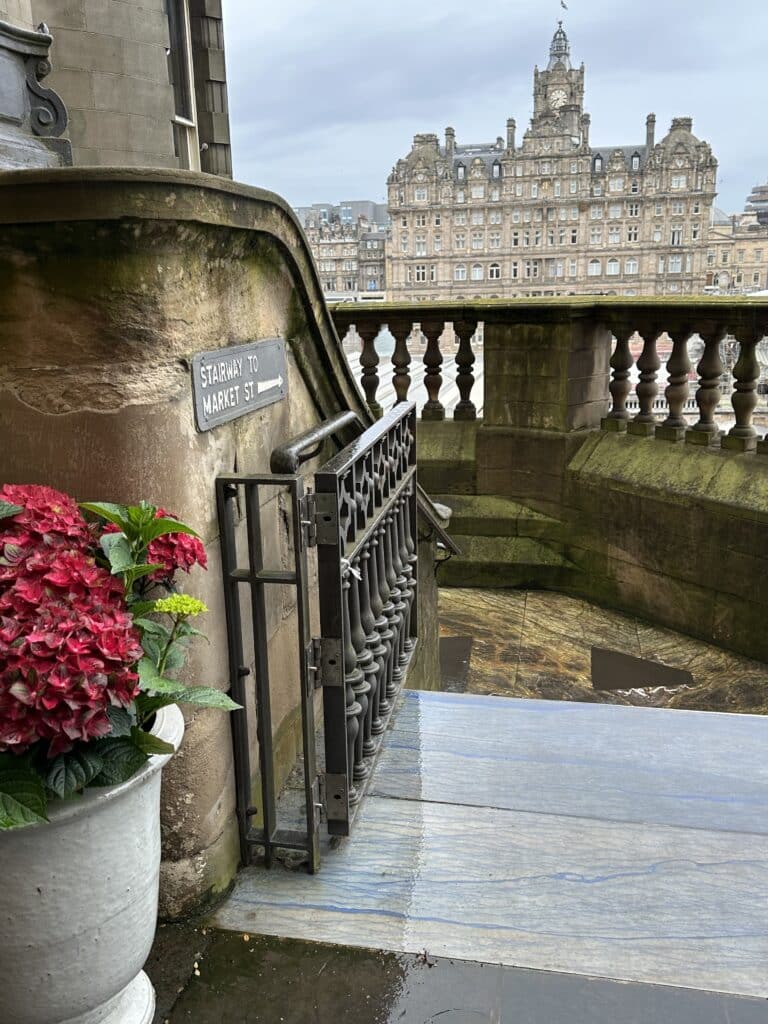 marble stairs by The Scotsman Hotel in Edinburgh Scotland