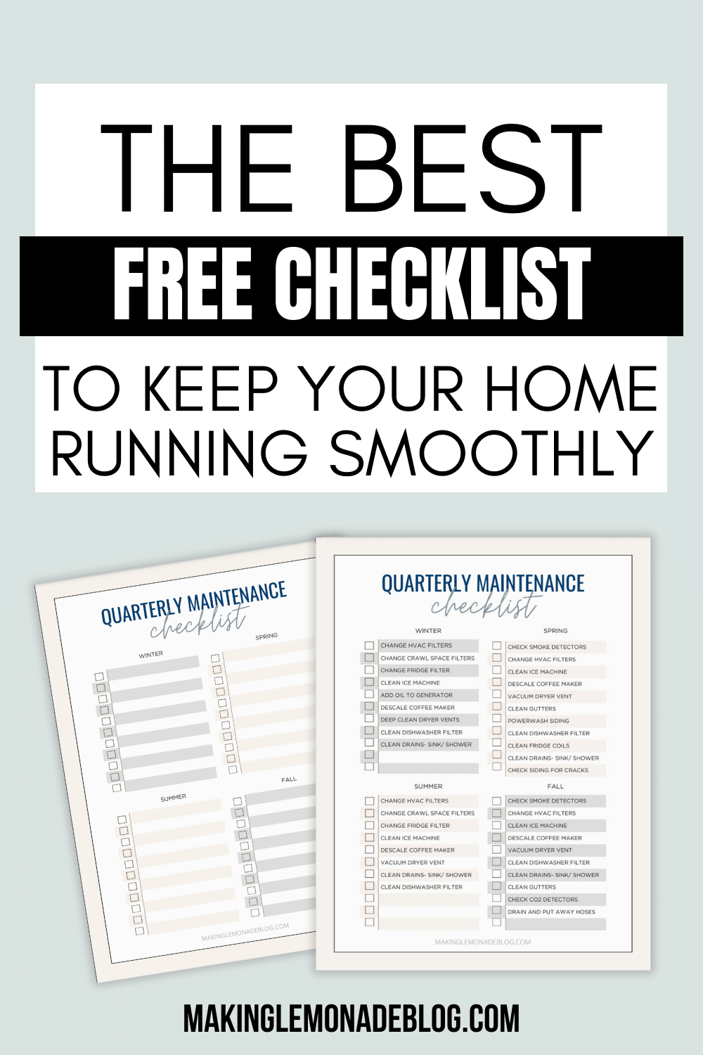Ultimate Guide to Seasonal Home Maintenance (Free Printable Checklist ...