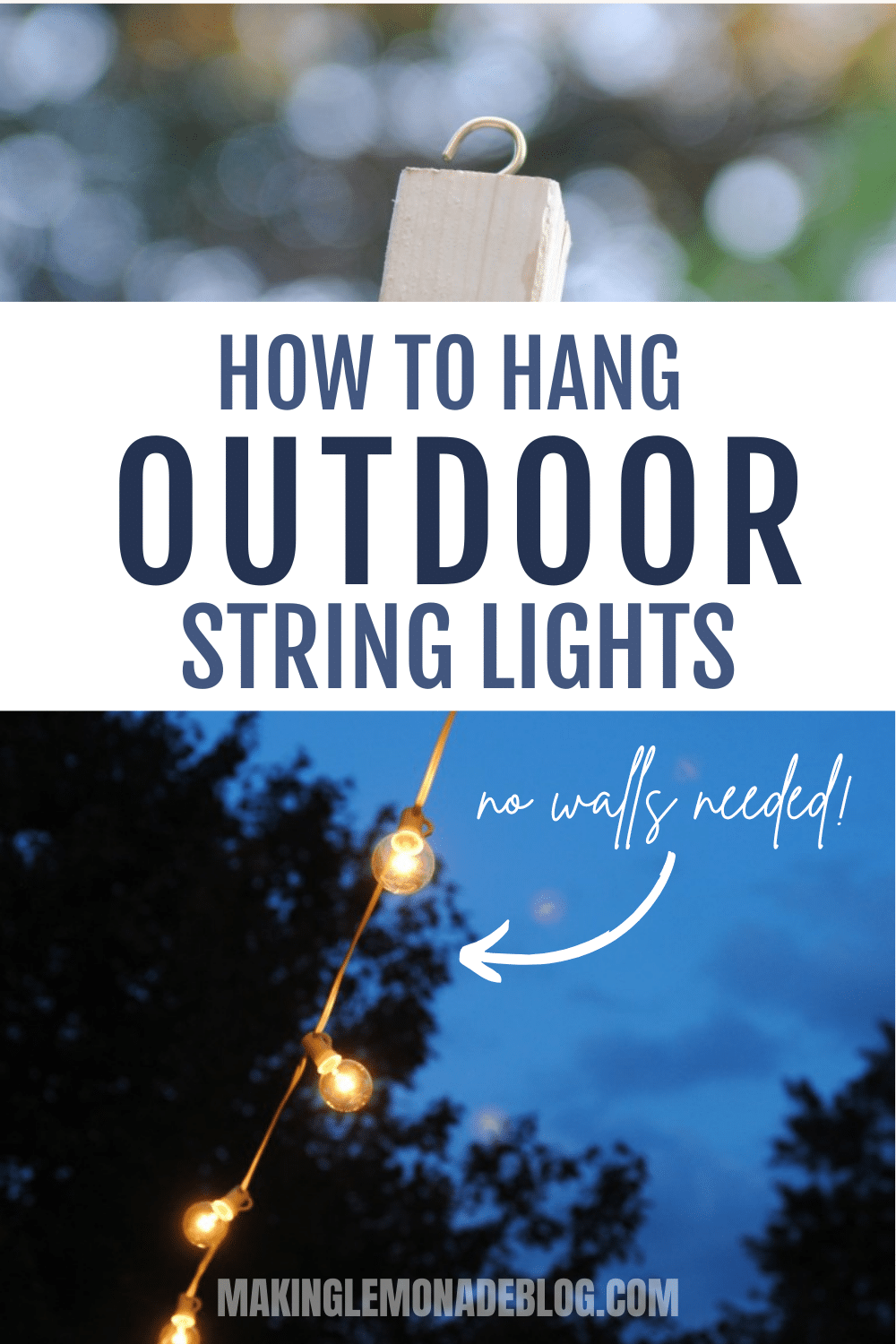 How to Hang Outdoor String Lights On a Deck (No Walls Needed!) - Making ...