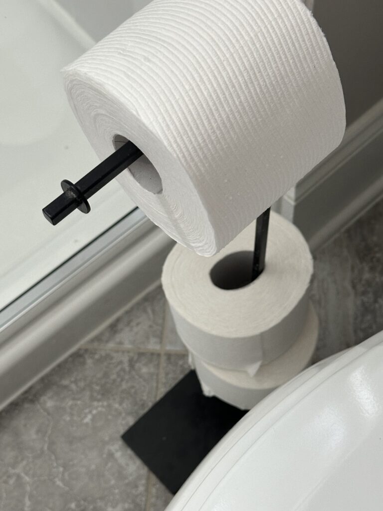 toilet paper holder in bathroom