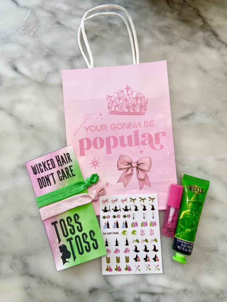 Party favor items for Wicked-themed party