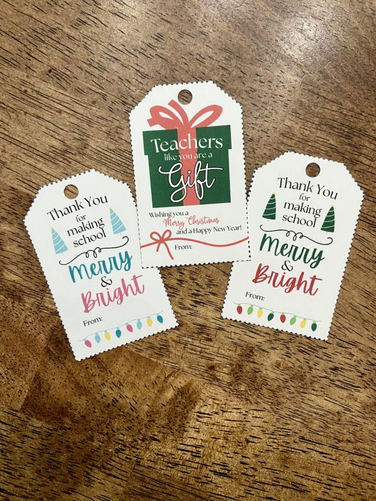 Christmas gift tags for teachers