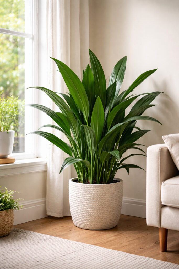 cast iron plant in pot inside living room