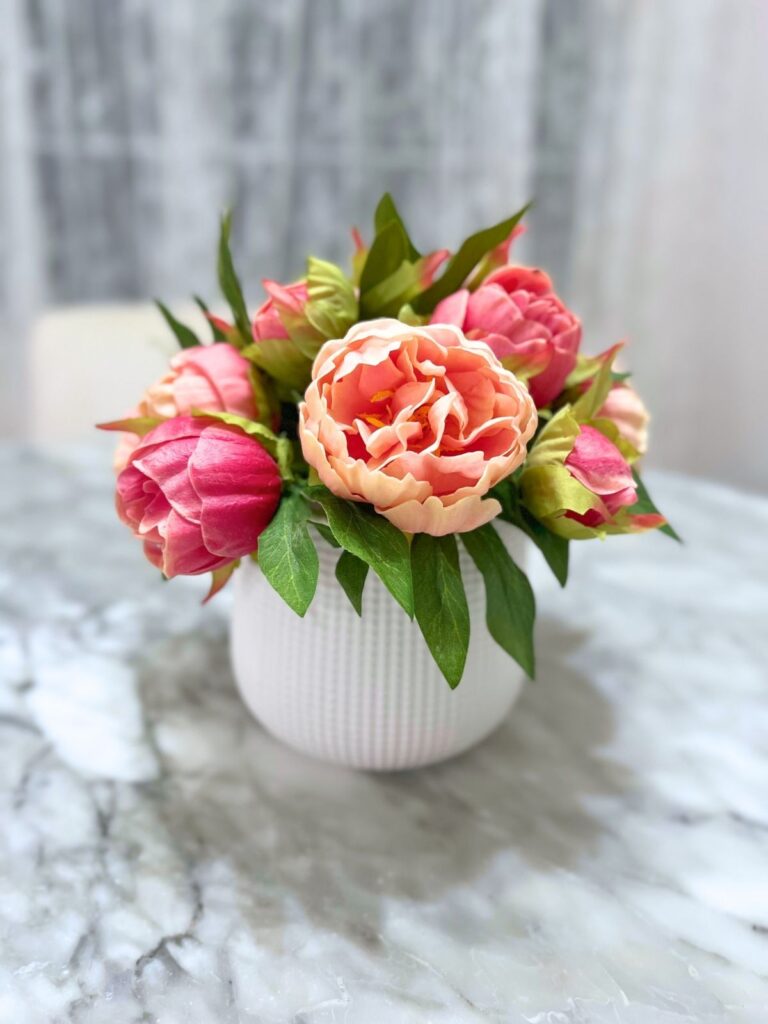 silk artificial peonies in vase 