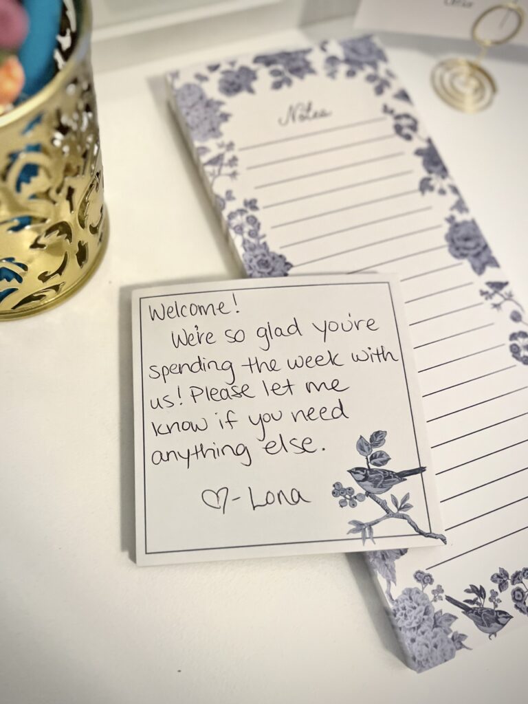 welcome note for guest bedroom 