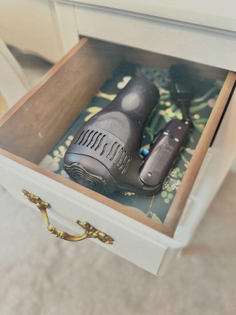 blow dryer in drawer for guest bedroom 