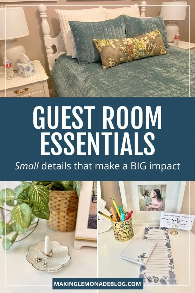 guest room essentials with three images with ideas