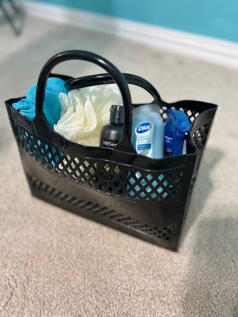 summer camp packing hack: shower caddy 