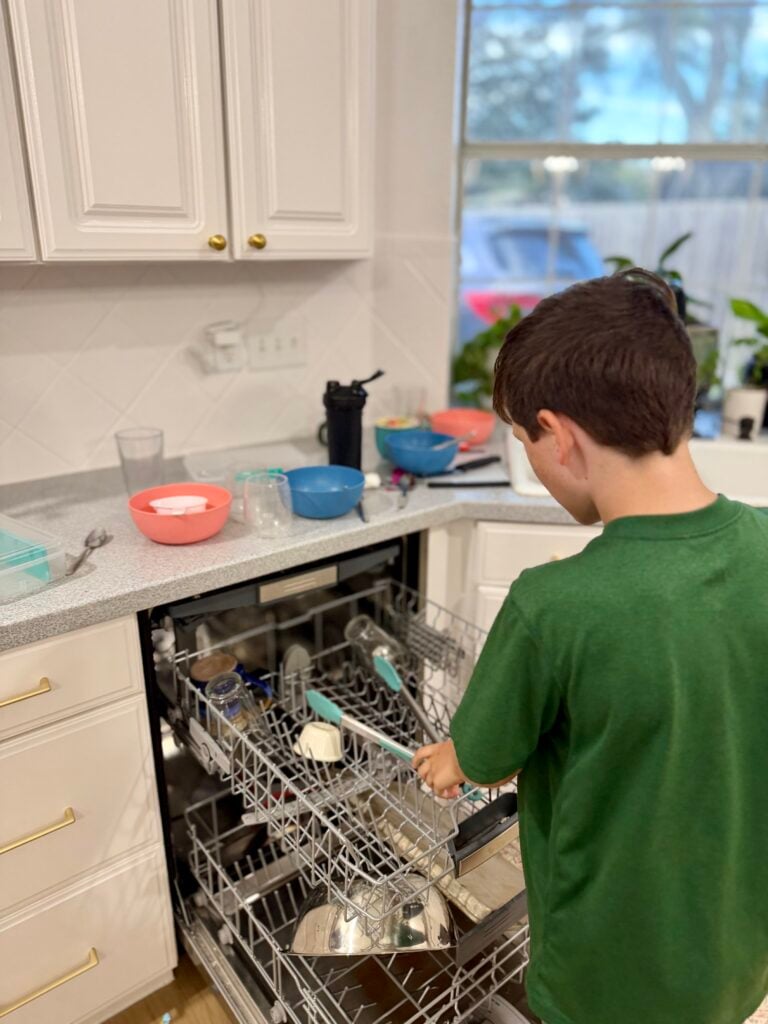 unloading the dishwasher